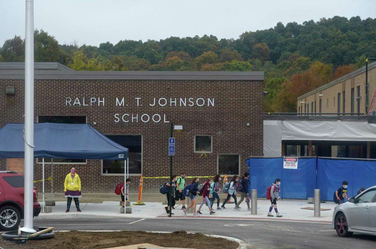 Students returned to Ralph M. T. Johnson Elementary School for fully in-person classes on Tuesday morning. September 29, 2020, in Bethel, Conn. The school has air conditioning due to the recent renovations.