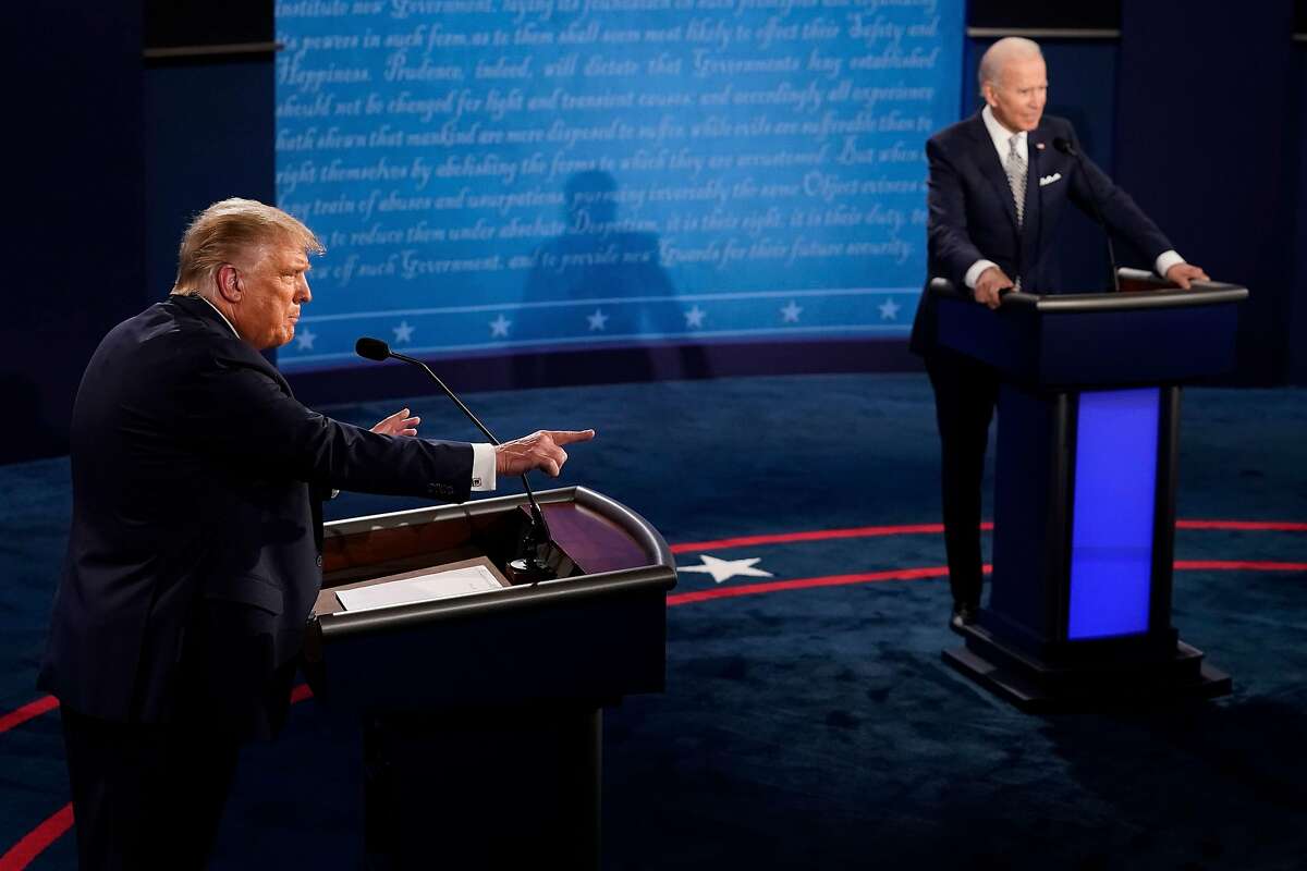 US President Donald Trump speaks during the first presidential debate at Case Western Reserve University and Cleveland Clinic in Cleveland, Ohio, on September 29, 2020. (Photo by Morry Gash / POOL / AFP) (Photo by MORRY GASH/POOL/AFP via Getty Images)