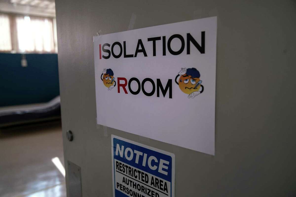 An isolation room for students with potential COVID-19 symptoms stands ready at Stark Elementary School on September 16, 2020 in Stamford, Connecticut.