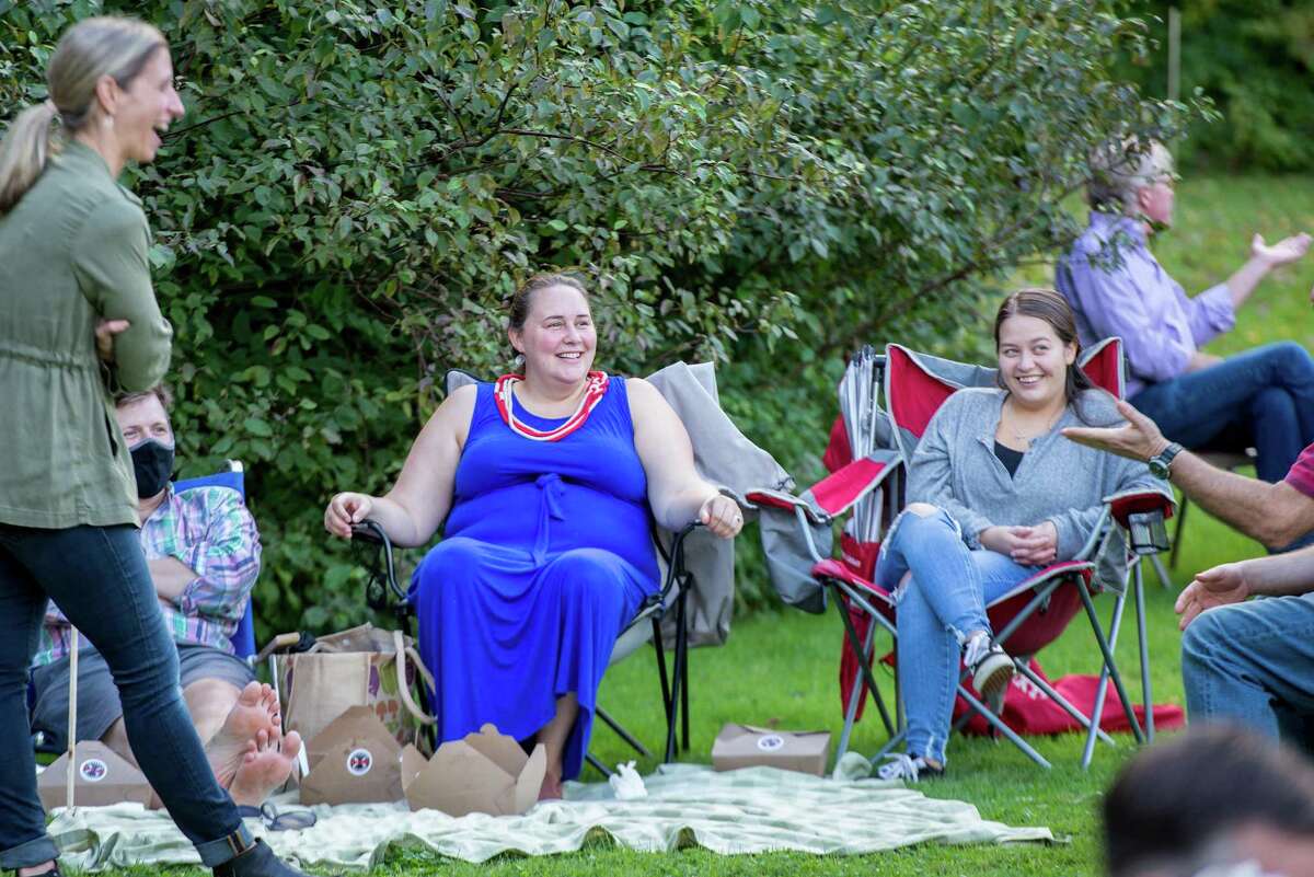 A small crowd enjoys the music of the Catoonah Street Jazz & Blues Society at St. Stephen's Nutmeg & Neighbors BBQ on Saturday, September 26, 2020 in Ridgefield, Connecticut. The event was also streamed live on Facebook. A small crowd enjoys the music of the Catoonah Street Jazz & Blues Society at St. Stephen’s Nutmeg & Neighbors BBQ on Saturday, September 26, 2020 in Ridgefield, Connecticut. The event was also streamed live on Facebook.