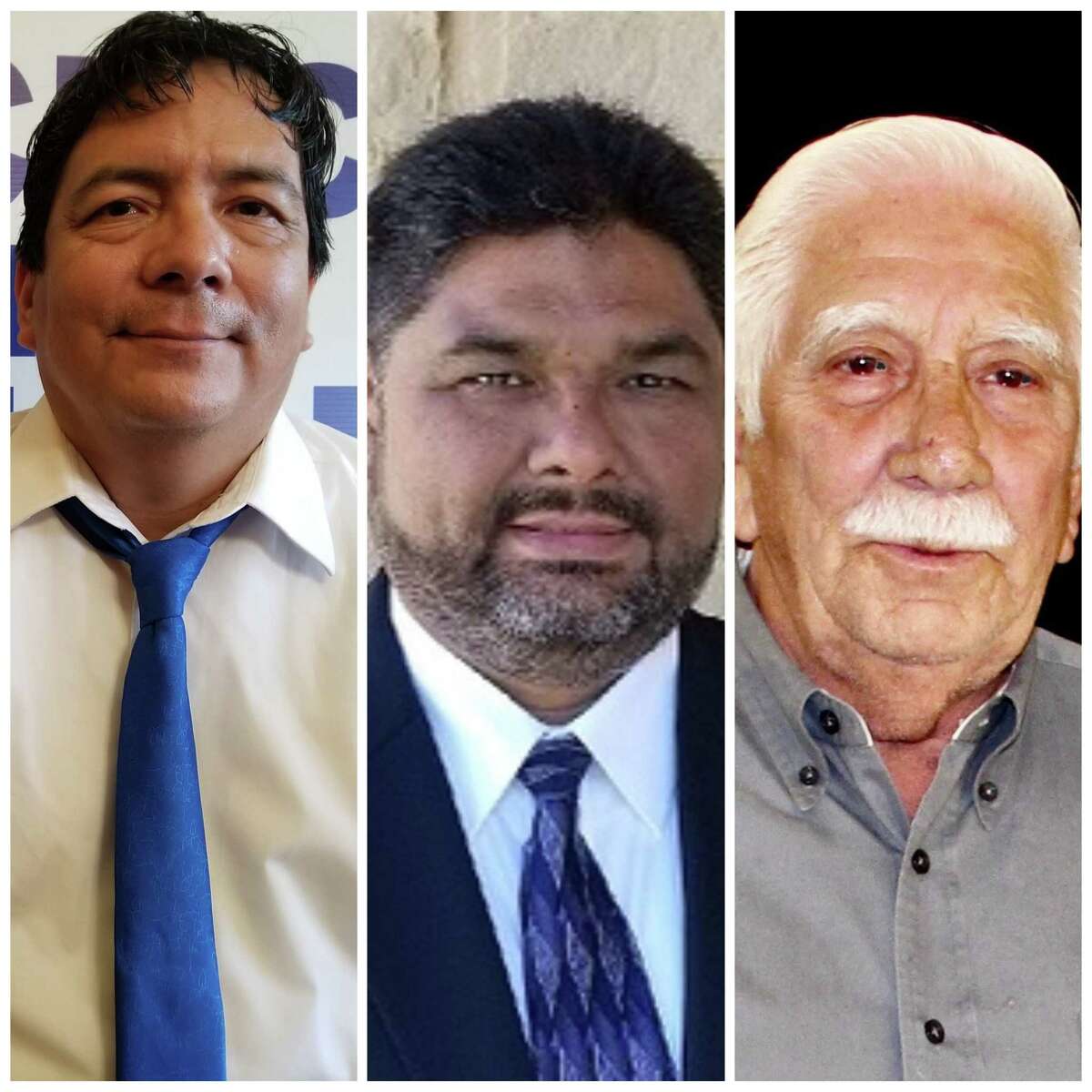 Leo Salas, 80, at right, said he isn’t ready to retire after 26 years on the Somerset ISD board. But Francisco “Franky” De Luna, 55, from left, and Frank Munoz, 51, want to bring some fresh perspective to the board.