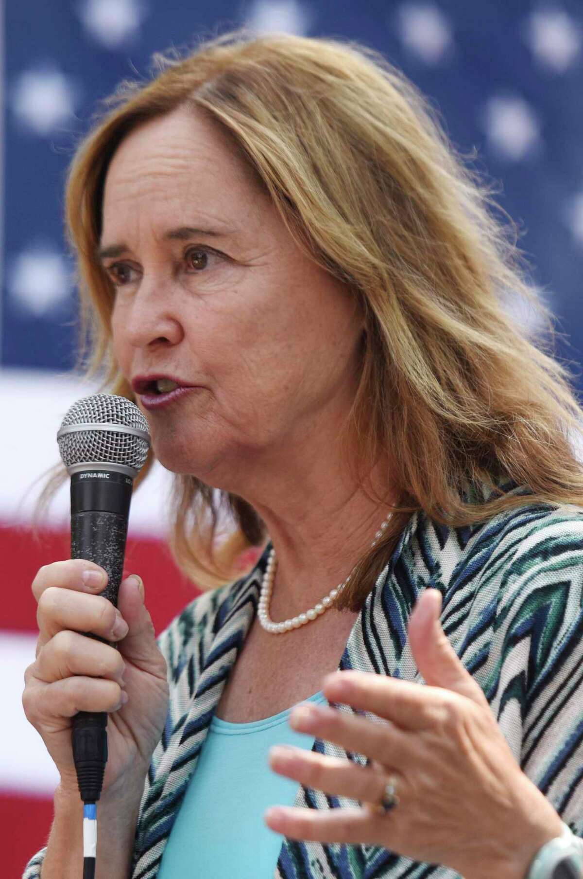 Connecticut Secretary of the State Denise Merrill speaks at the Greenwich Democrats’ annual picnic on Sept. 10, 2017. Merrill oversees election ballots and 500 different ones will be sent beginning Oct. 2 to municipalities across the state. Because of the pandemic, a record number of absentee ballots are expected.