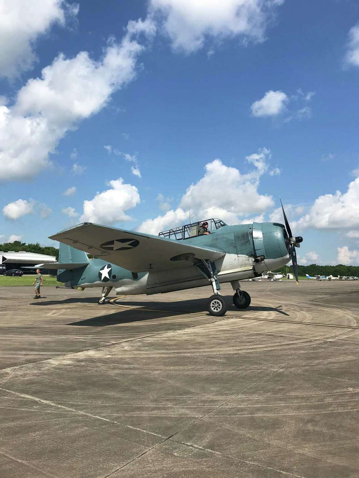 This TBM Avenger returns to Lone Star Flight Museum on Friday, Oct. 2, after a restoration. The aircraft is modeled after "Barbara III," which was the airplane former President George H.W. Bush was shot down in during World War II.