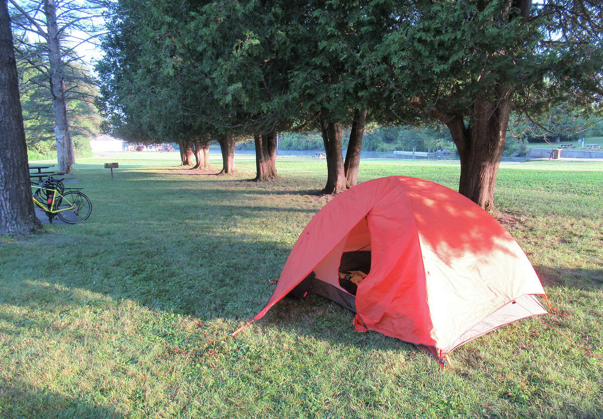 Lock 20 near Marcy, N.Y., is one of several locks that have dedicated camping spots for cyclists. (Herb Terns / Times Union)