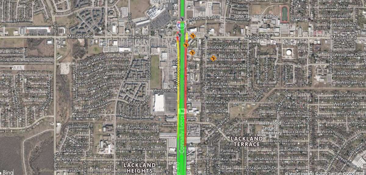 The Texas Department of Transportation will shut down a portion of Loop 410 and the Texas 151 frontage road on the West Side this weekend for continued construction of flyover ramps and the installation of steel beams.