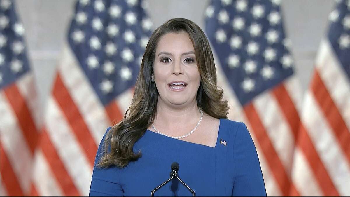 In this image from video, Rep. Elise Stefanik, R-N.Y., speaks from Washington, during the third night of the Republican National Convention on Wednesday, Aug. 26, 2020. (Courtesy of the Committee on Arrangements for the 2020 Republican National Committee via AP)