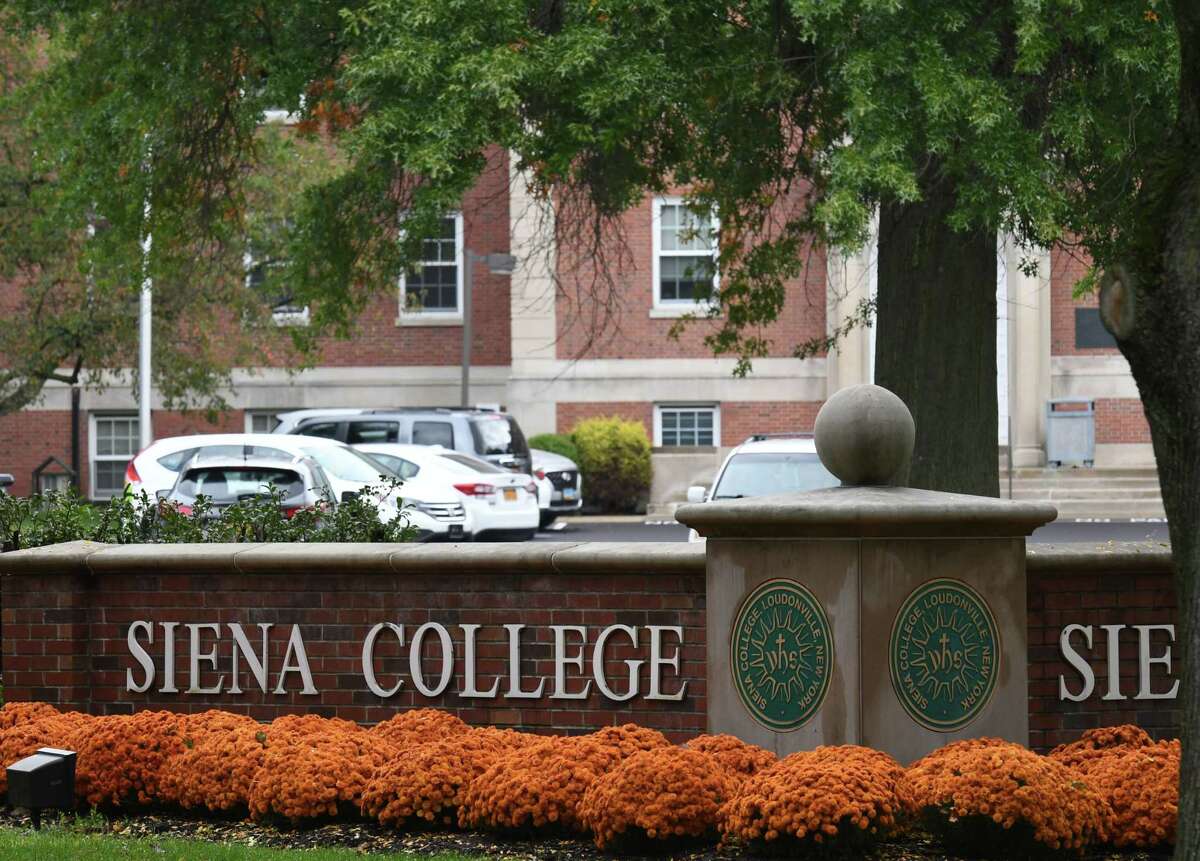 Siena College campus is seen from Loudon Road on Friday Oct. 2, 2020, in Colonie, N.Y. Siena confirms it is sending sick students home rather than keep them on campus, which is counter to what federal health officials recommend. (Will Waldron/Times Union)