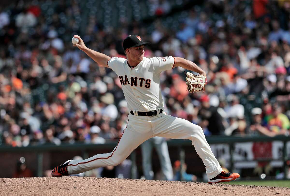 Trevor Gott (58) pitches for the Giants as the San Francisco Giants played the New York Mets at Oracle Park in San Francisco, Calif., on Sunday, July 21, 2019. The Giants defeated the Mets on a walk-off home run by Mike Yastrzemski (5) in the 12th inning.