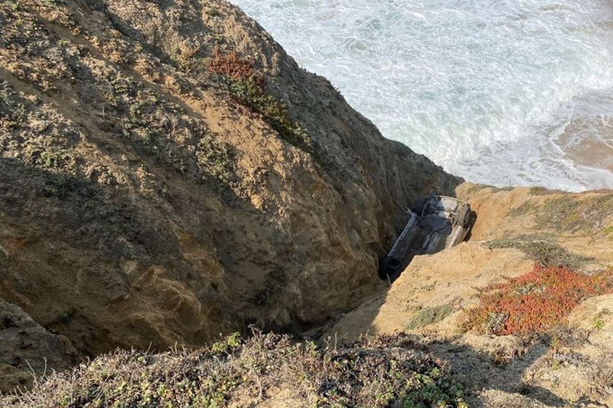 The California Highway Patrol is investigating a car found over a cliff at Montara State Beach in San Mateo County on Oct. 2, 2020.