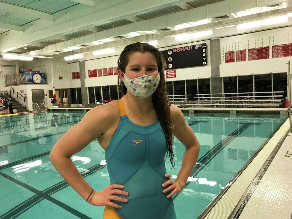 Greenwich senior Meghan Lynch broke the team’s 500-yard freestyle record and tied the 50-yard freestyle record in the Cardinals’ meet against Westhill/Stamford on Friday in Greenwich.