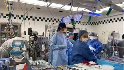 A medical team travels to obtain a heart for transplant.