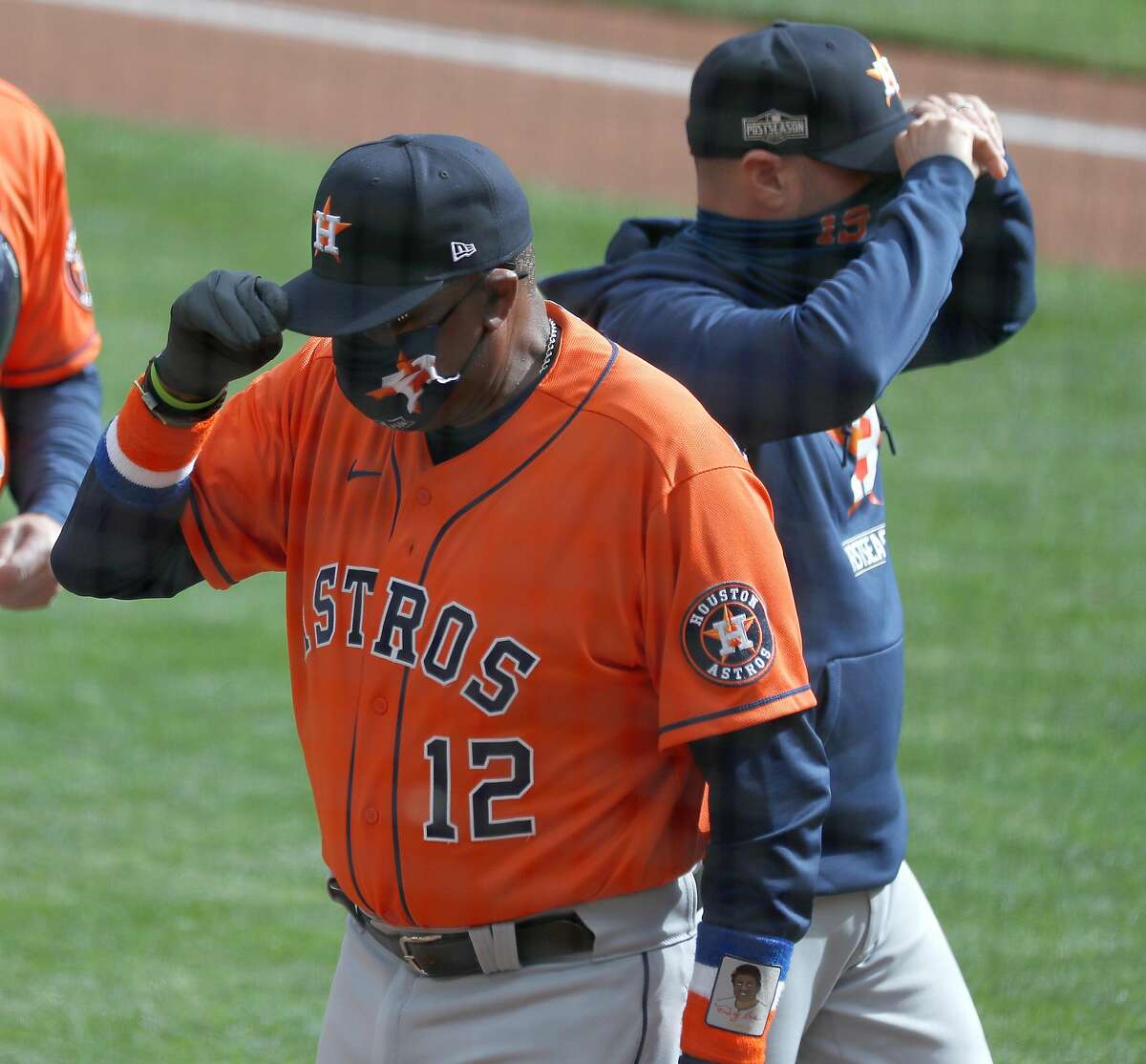 Houston Astros manager Dusty Baker Jr. during the first inning of Game 2 of an MLB Wild Card game at Target Field, Wednesday, September 30, 2020, in Minneapolis.
