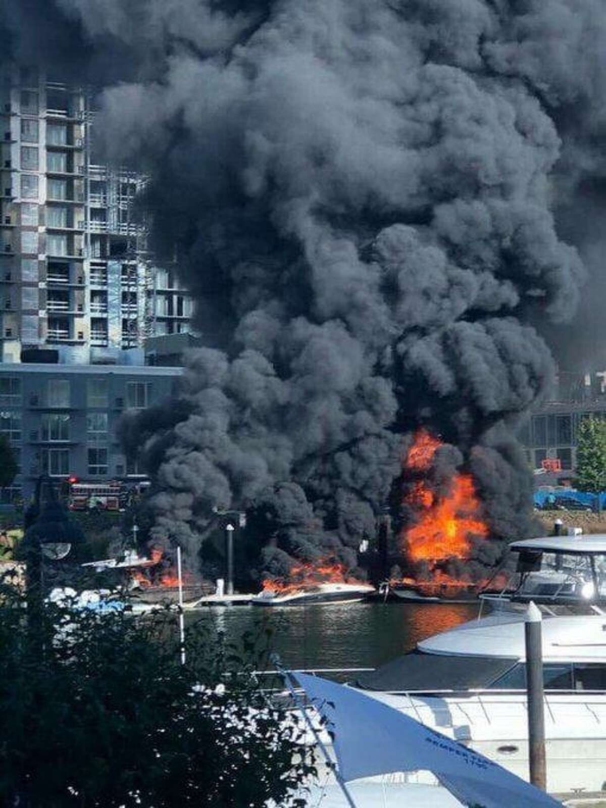 An October boat fire in Stamford spread to a dock, three other boats and a floating tiki bar after the burning boat drifted from the gas dock at Hinckley boat yard to the east side of the canal.