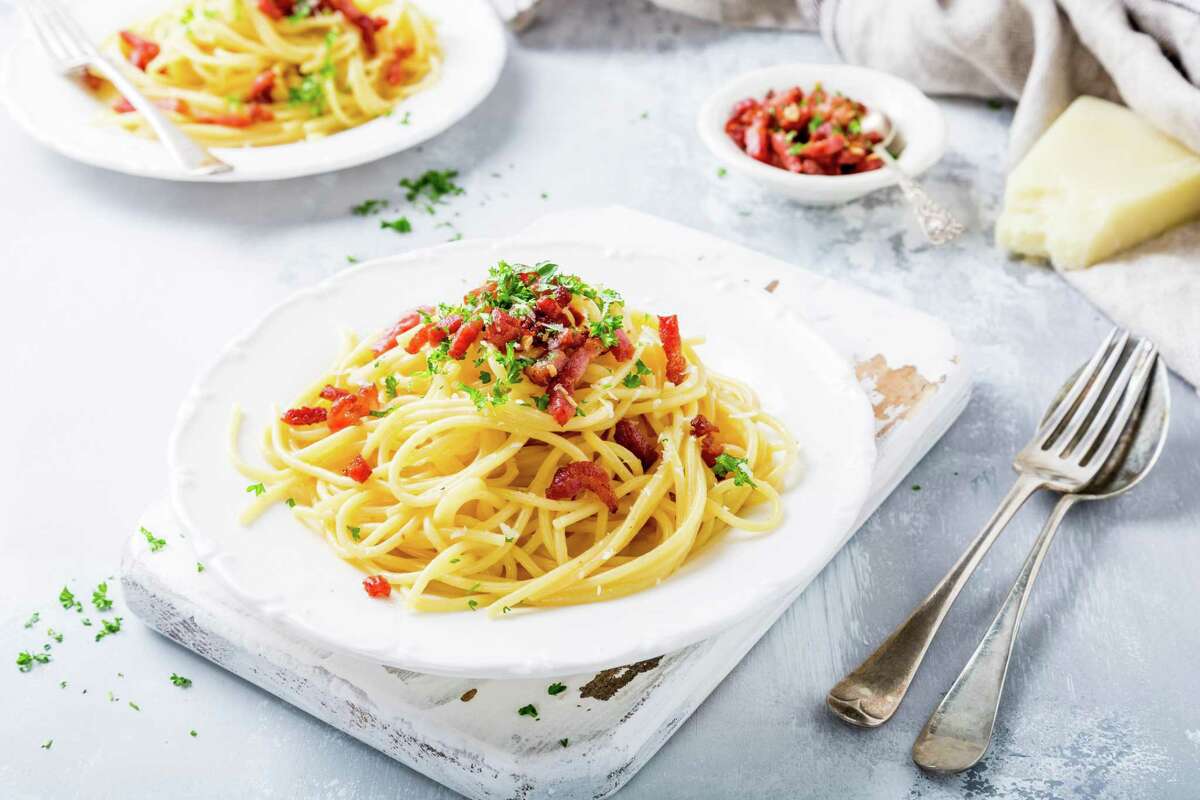 Pastene Spaghetti Carbonara (recipe in column): Spaghetti, America’s favorite pasta shape, is enjoyed with a light cream sauce.