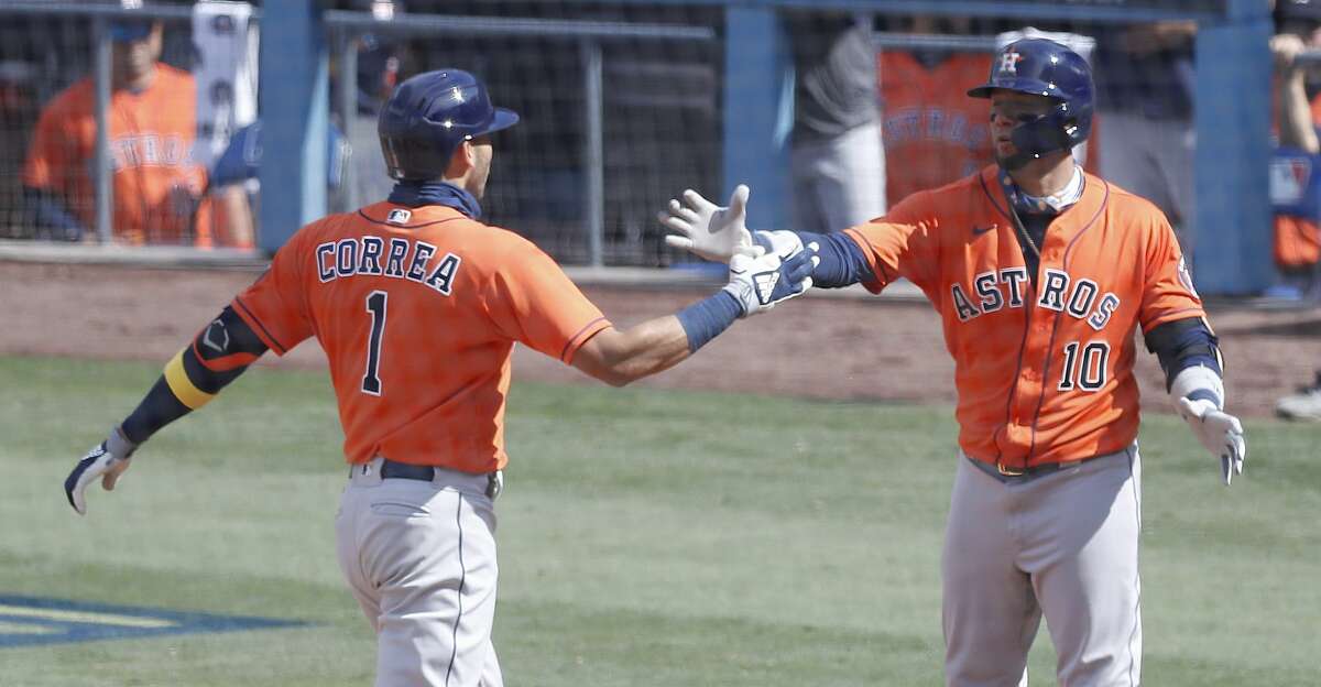 On the way to the dugout, nail your pre-planned high fives with teammates, including Yuli Gurriel, who usually hits right after Correa, and gets a double handshake and a chest bump after Correa's home runs.