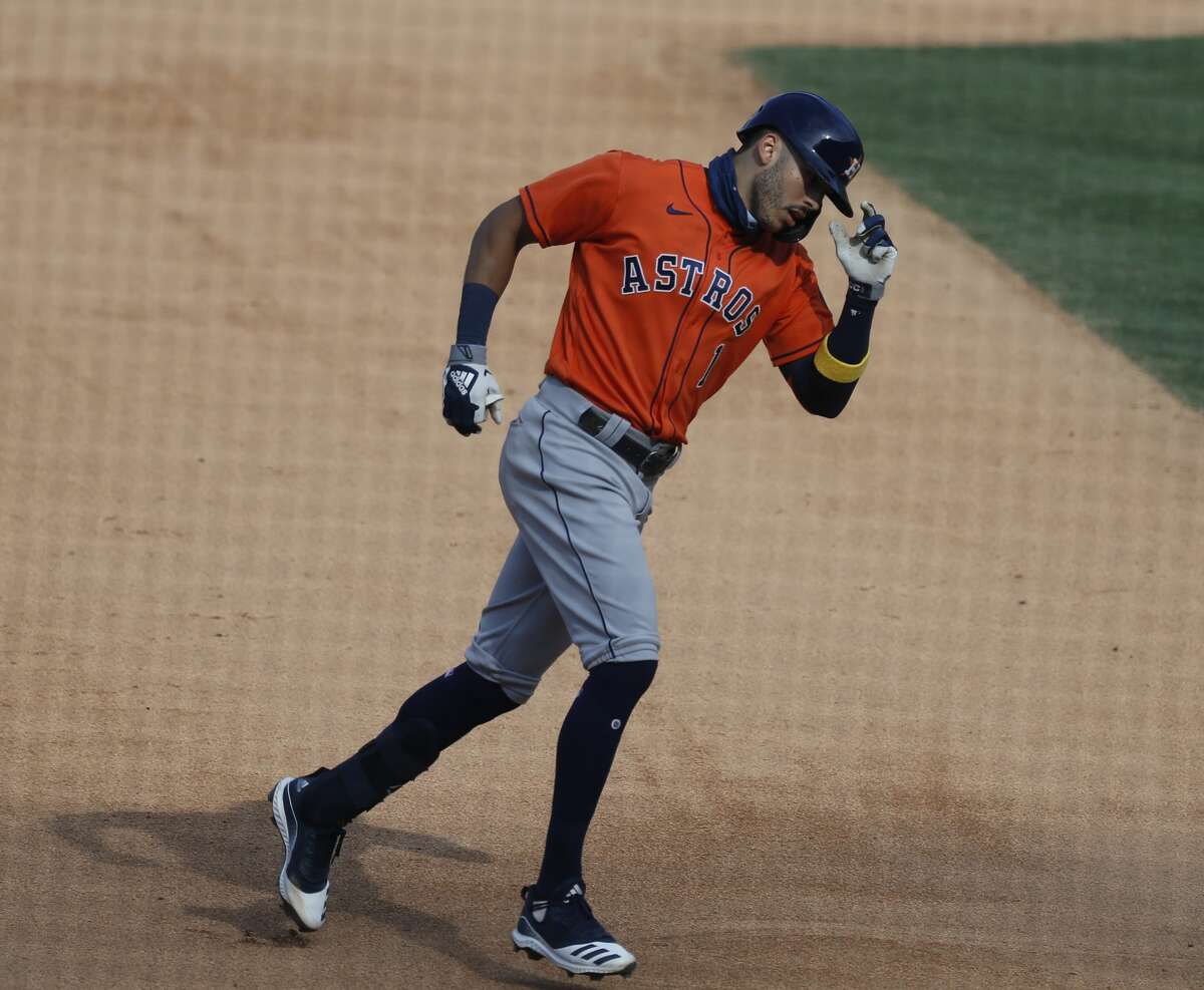 As you round second and third, grab the bill of your helmet. Correa has been doing this ever since his rookie season.