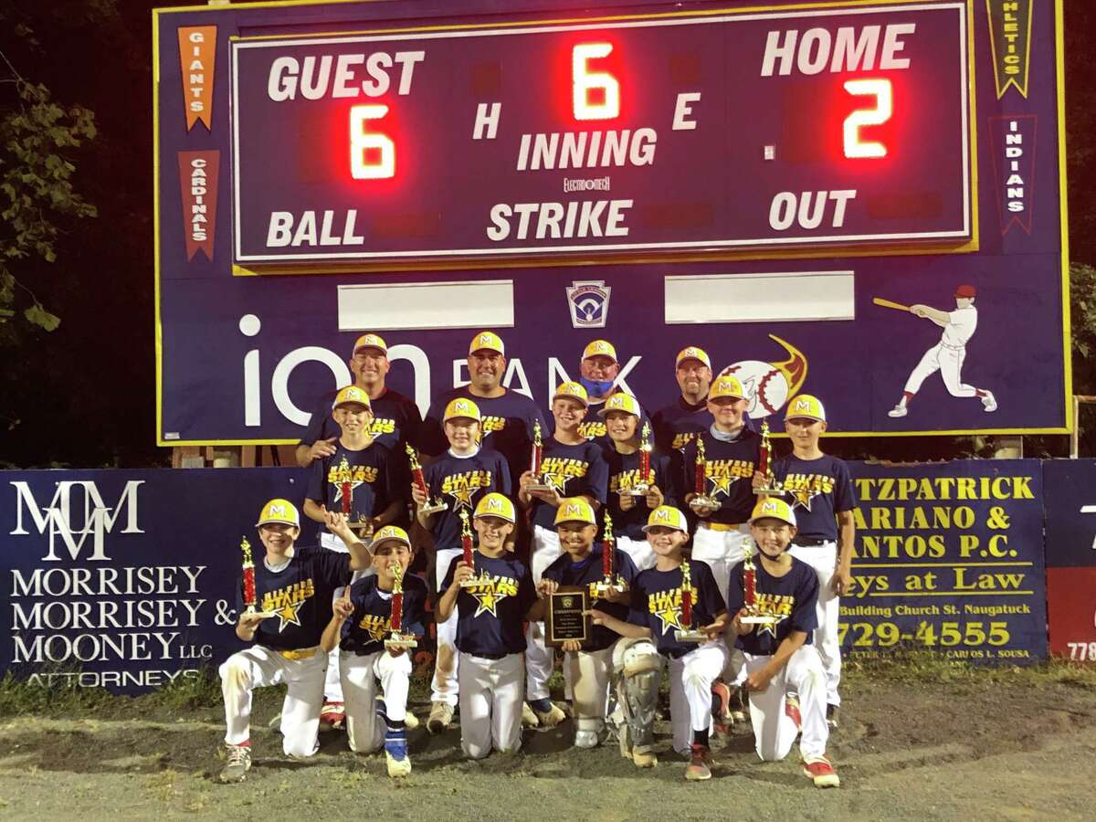The Milford Little League 11-year-old All-Star baseball team went 5-0 to win the Doran Tournament title in Naugatuck. Milford posted wins over Peter Foley (7-6), Seymour (15-2) and in the playoffs topped Prospect (11-1), Peter Foley (7-2) and top-seeded Trumbull (6-2). Team members (front row) are Jack Marshner, Nick Idone, Owen Trice, Matty Martin, Derek Sansone and Kevin Cepettelli; (second row) Jaxson Staples, Kyle Daniels, Dalton Valiquette, JM Johnson, Brady O' Neil and Kenny Esposito; (third row) coaches Mike Staples, Anthony Idone, Dan Martin, and Andy Trice.