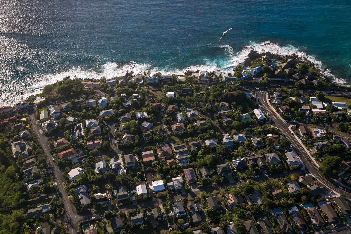 FILE: Coastal development consisting of homes, condominiums and resort hotels is viewed on December 16, 2016, in this aerial photo taken over Kailua Bay, Hawaii.