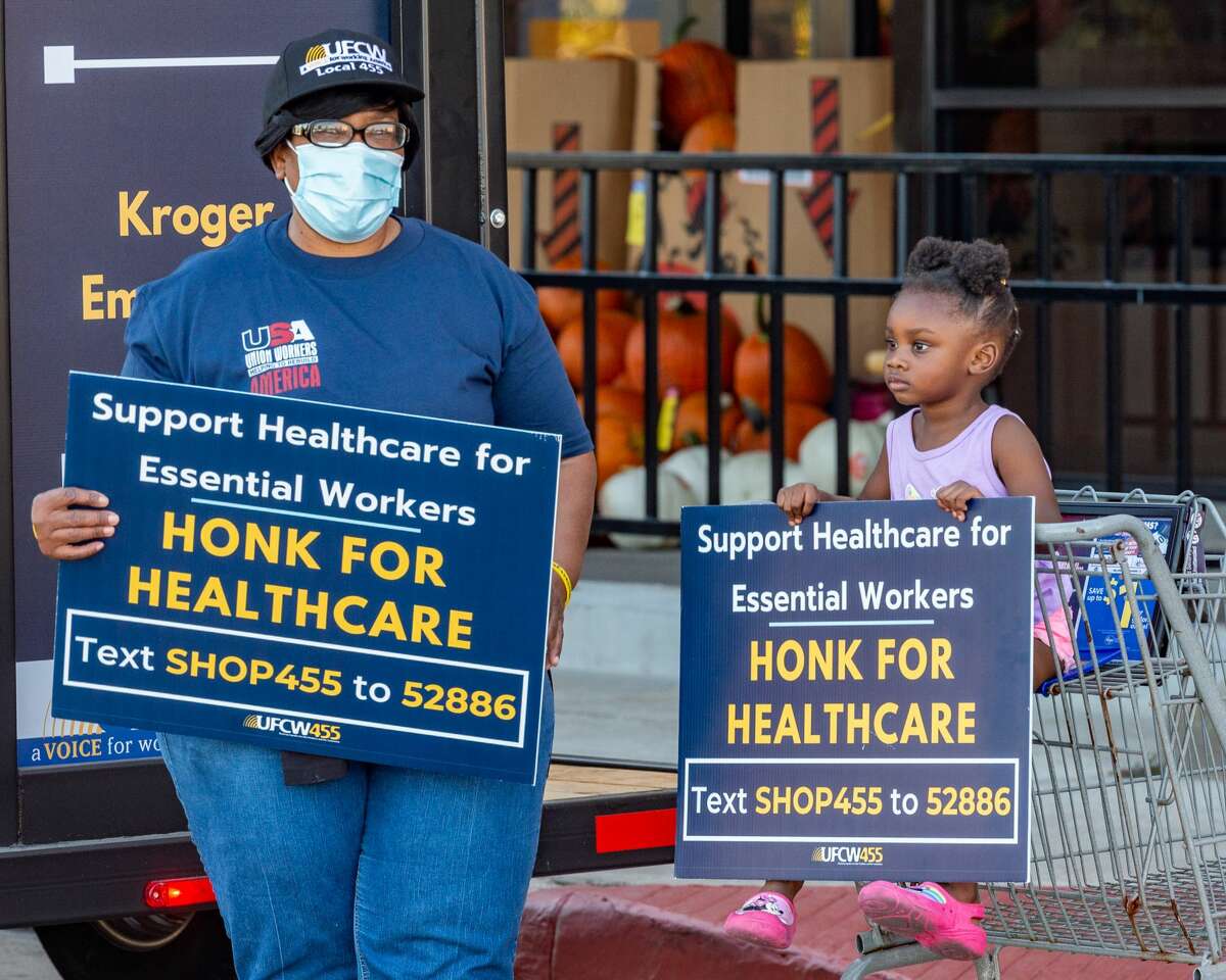 Union workers protest Kroger for hazard pay, insurance changes