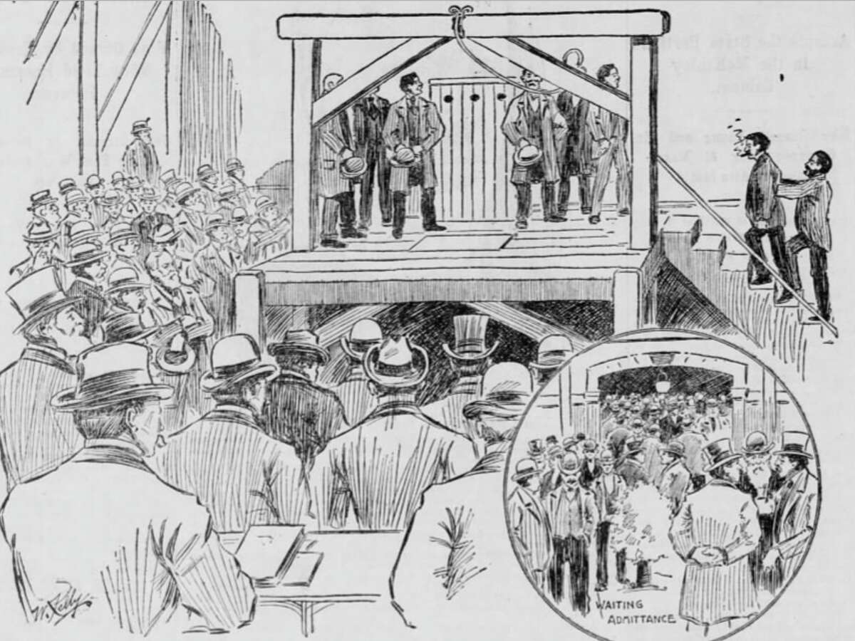 The illustration that ran in the San Francisco Call in January 1897 depicting the death of William Roe in Napa.