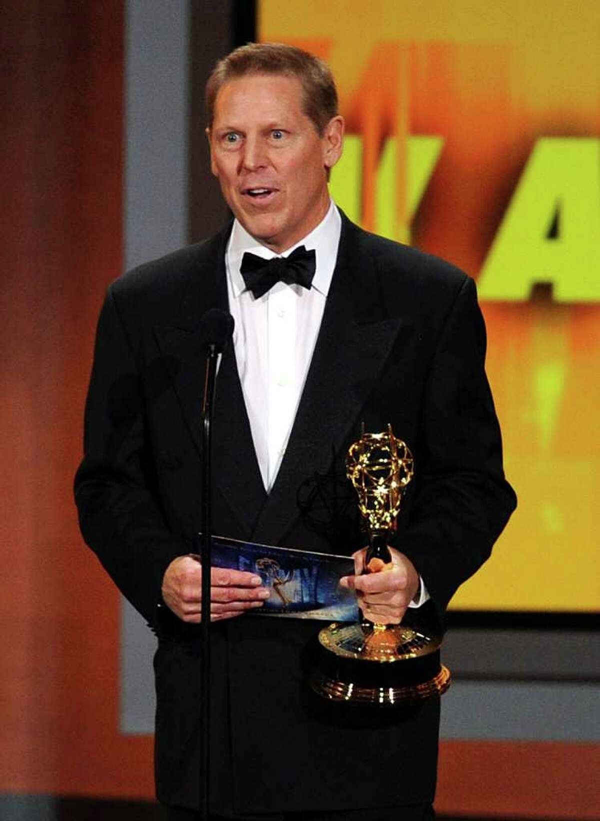 Wilton resident Bucky Gunts accepts the Outstanding Directing for a Variety, Music, or Comedy Special award onstage at the 62nd Annual Primetime Emmy Awards held at the Nokia Theatre L.A. Live on August 29, 2010 in Los Angeles, California.