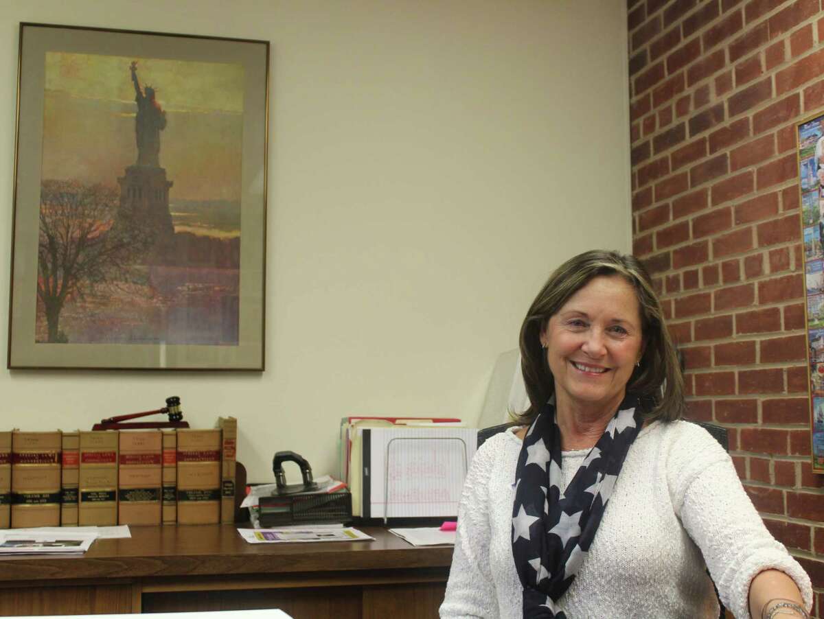 Westport Town Clerk Patricia Strauss sits in her office on election day in 2017.