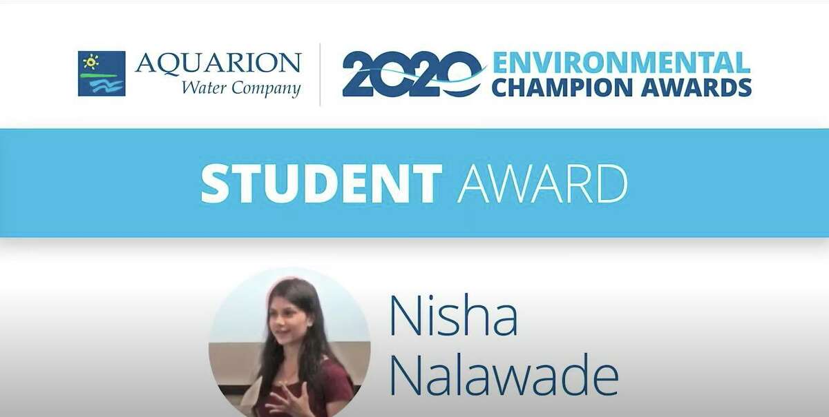Darien High School senior Nisha Nalawade is an Aquarion Environmental Champion