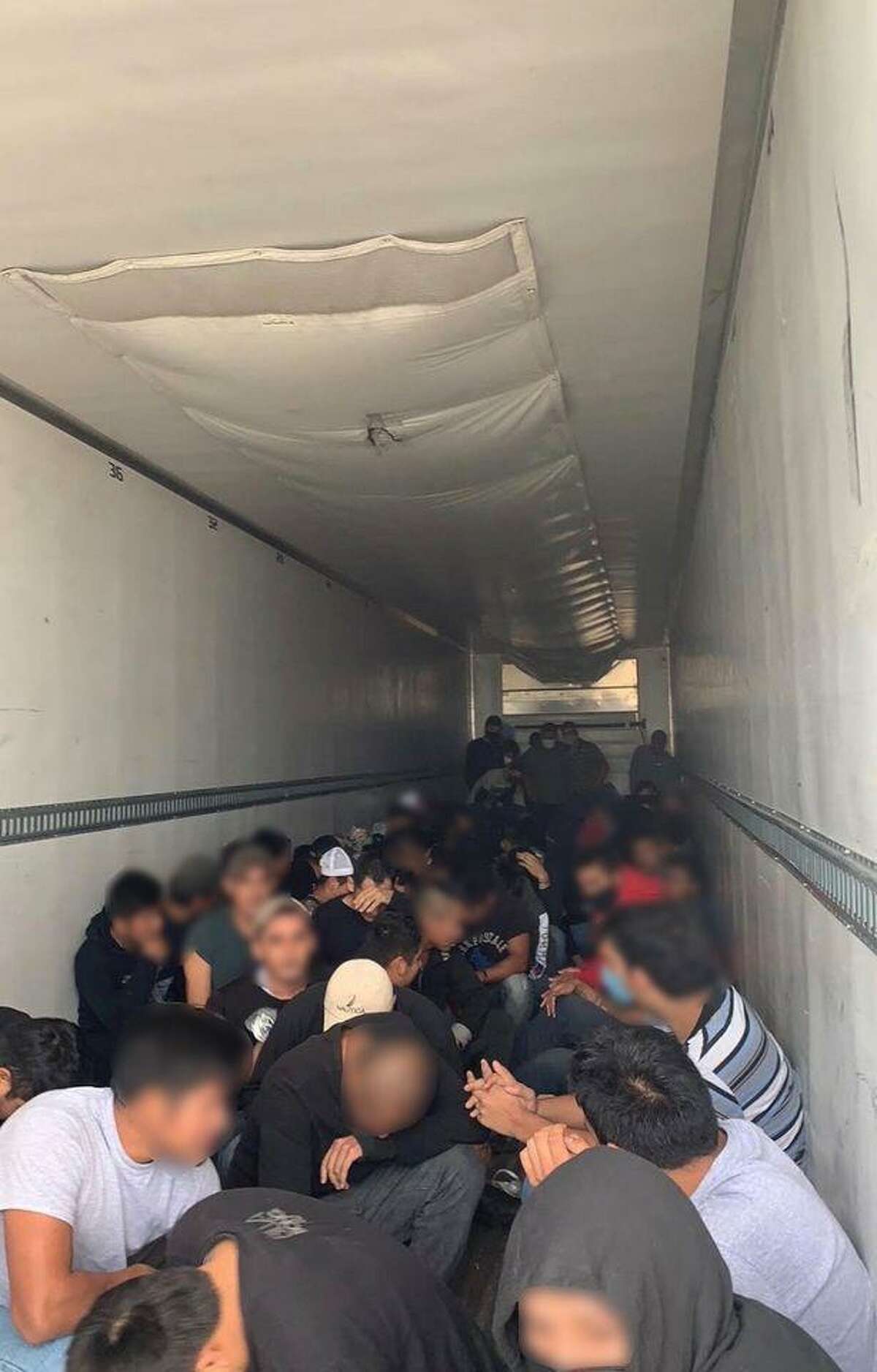 U.S. Border Patrol agents said they discovered 100 people in the back of a refrigerated trailer. Authorities determined that all were immigrants who had crossed the border illegally.