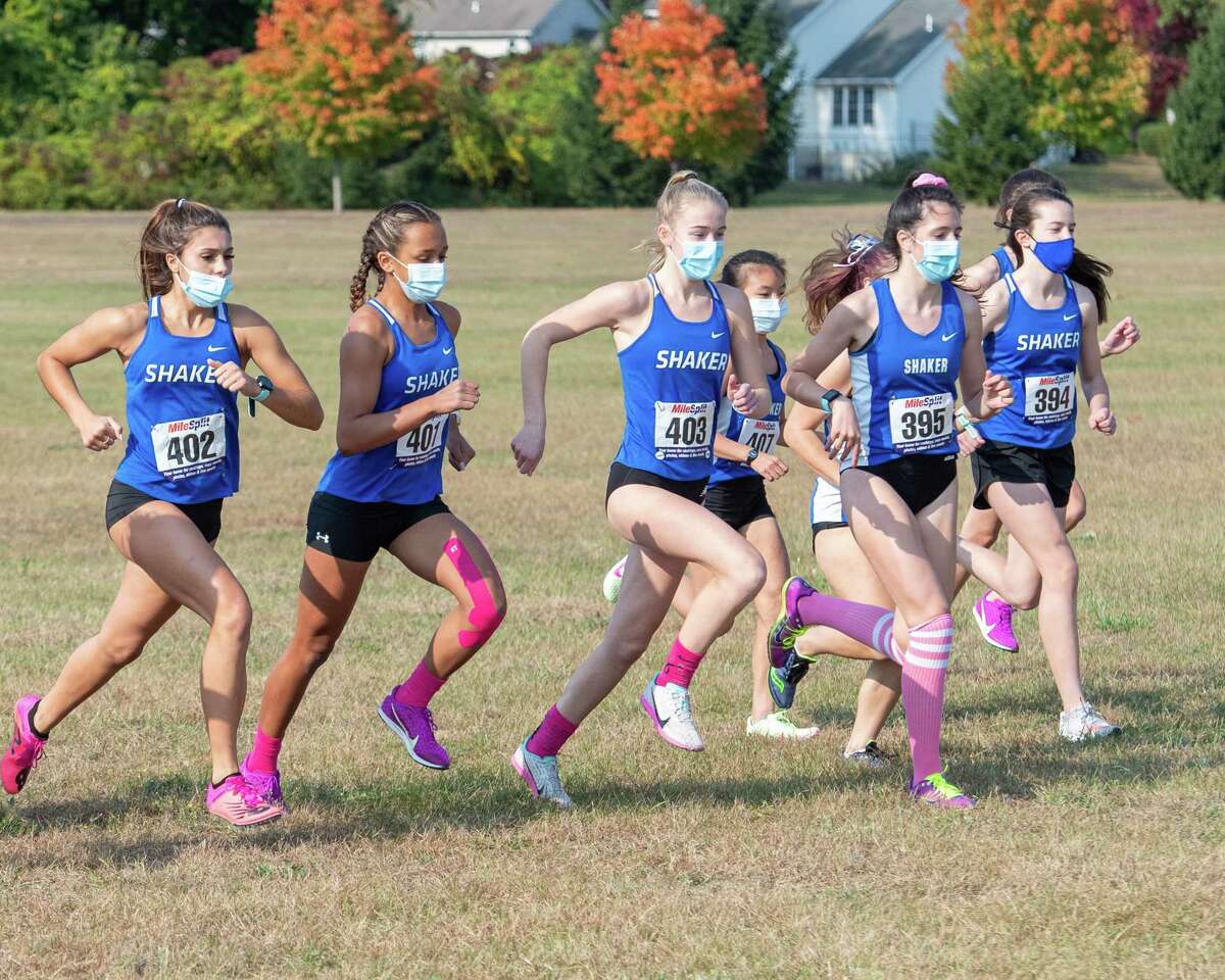 The Shaker girls varsity and junior varsity cross country teams against Burnt Hills Ballston Lake at the Crossings in Colonie, NY, on Saturday, Oct. 10, 2020 (Jim Franco, special to the Times Union.)