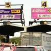 Cars and trucks go through the exit 24 thruway toll plaza on Monday, Oct. 12, 2020 in Albany, N.Y. (Lori Van Buren/Times Union)