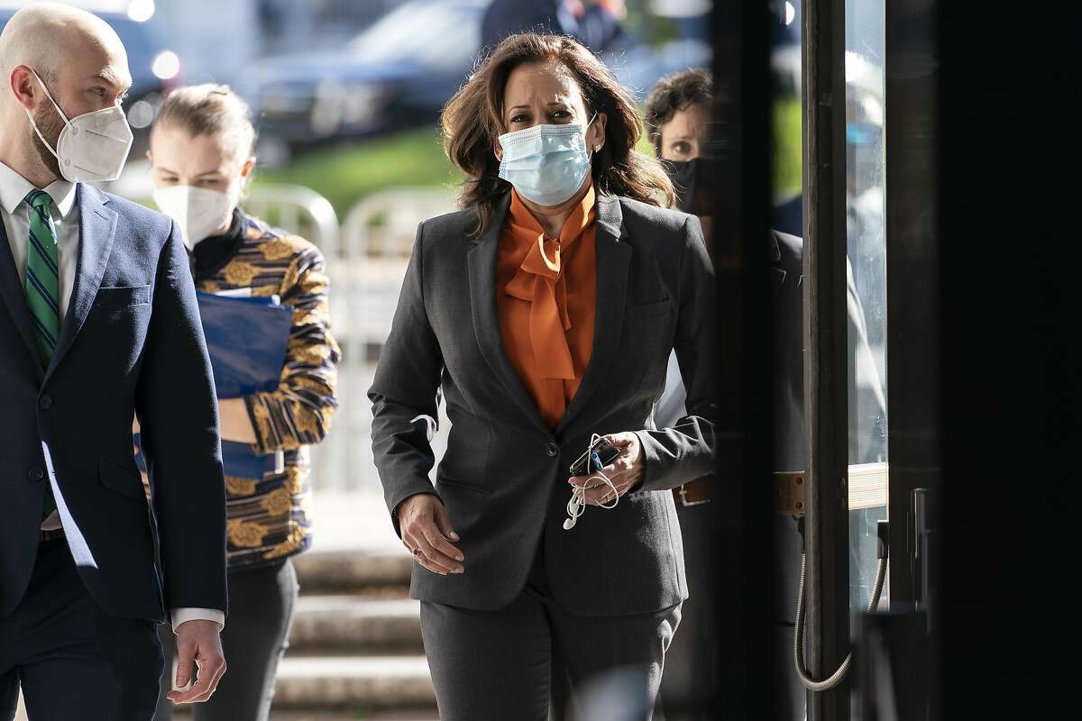 Democratic vice presidential candidate Sen. Kamala Harris, D-Calif., arrives on Capitol Hill for the confirmation hearing of Supreme Court nominee Amy Coney Barrett. Harris questioned Barrett via video link.