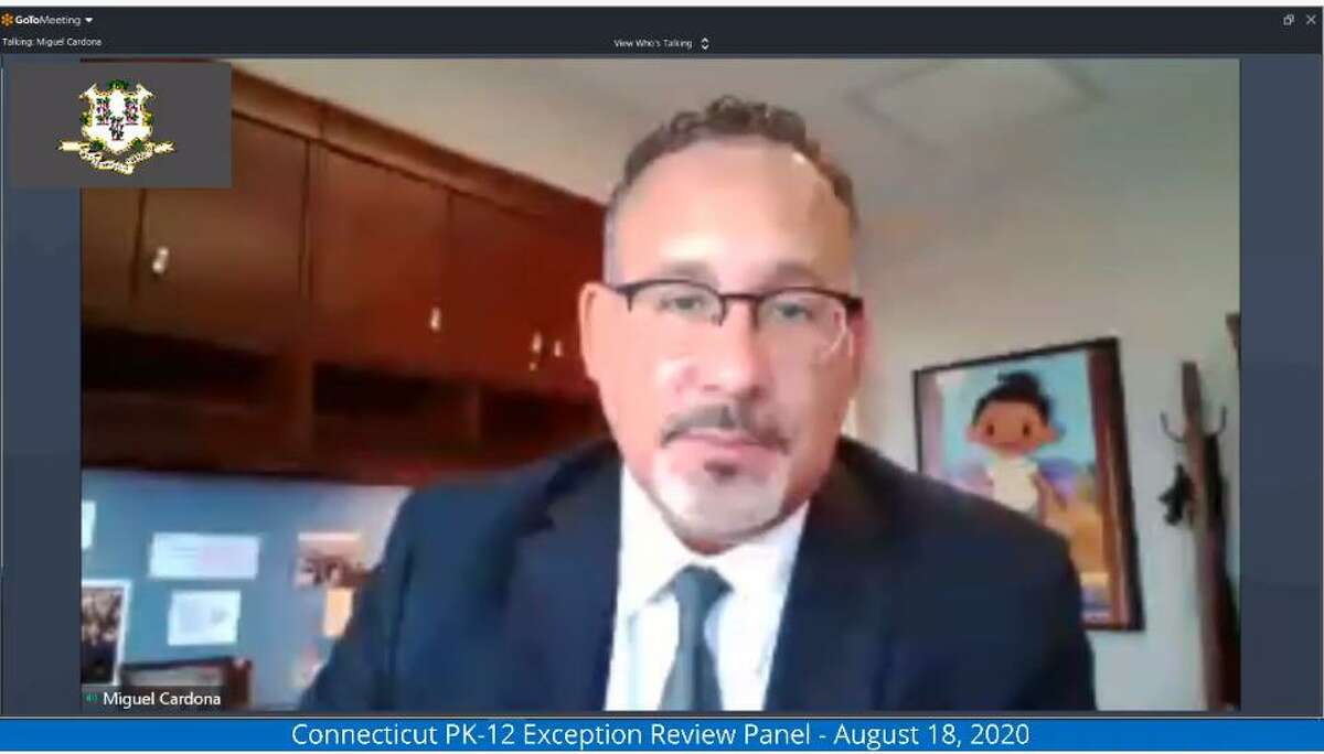 Connecticut Education Commissioner Miguel Cardona in a virtual meeting. He is mentioned this week to be on the short list of President-elect Joe Biden’s nomination for U.S. Secretary of Education.