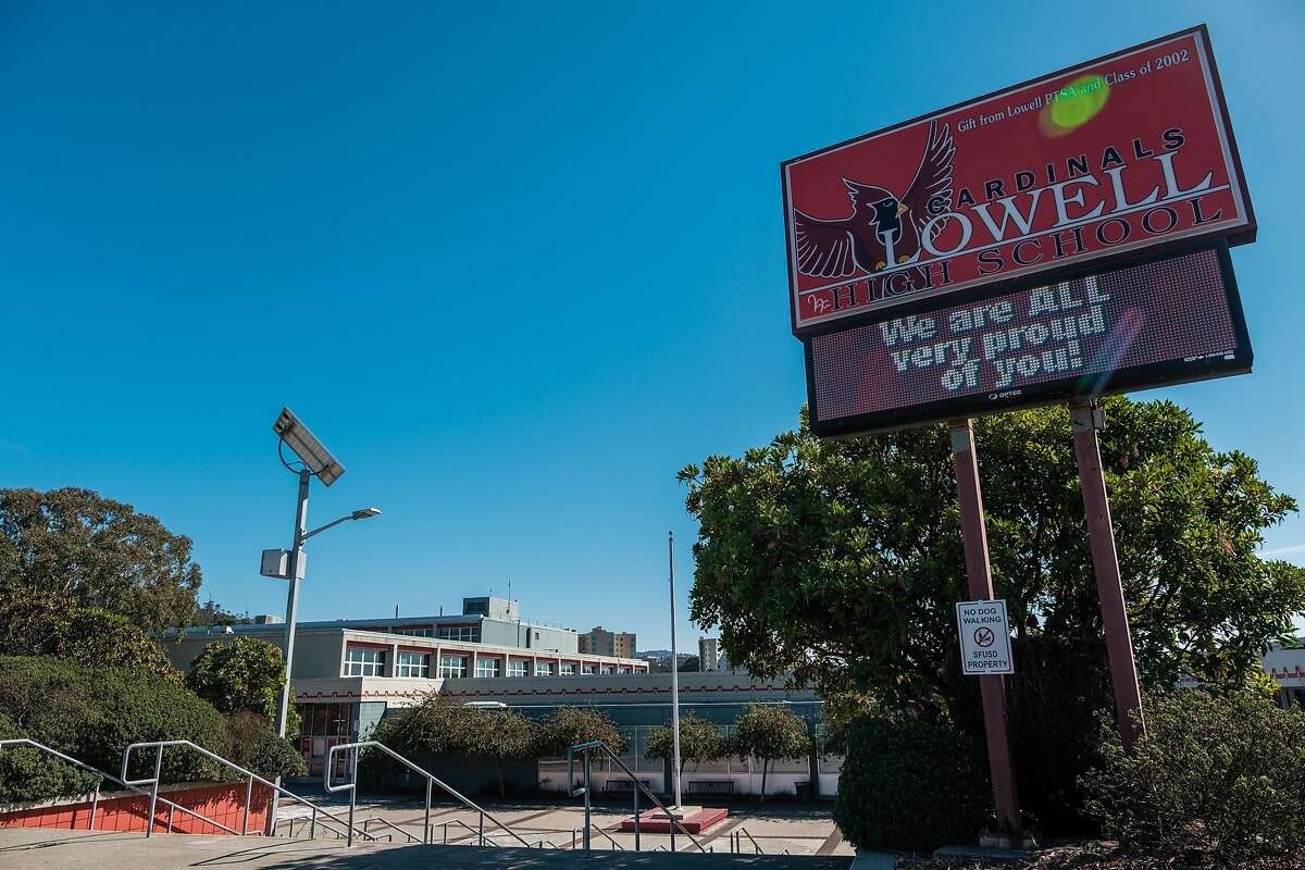A general view of Lowell High School in San Francisco on Monday, October 12, 2020. Lowell High, considered one of the best public high schools in the country, is considering temporarily suspending its rigorous admissions standards for next school year.