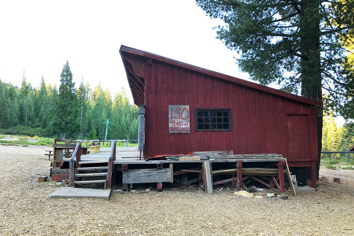 The lodge at the Johnsville Historic Ski Bowl. Every year, skiers gather to race on huge, 12-foot-long skis.