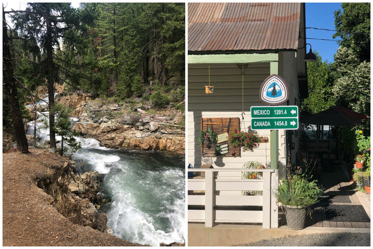 The Lost Sierra is full of swimming holes to discover, shown at left in this combination image. The Pacific Crest Trail, right, is another way to experience the Lost Sierra's beauty.