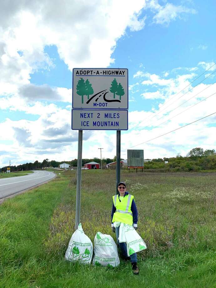 Pictured is Connie Frank, a Human Resource Coordinator at Ice Mountain Plant in Stanwood, who does her part to help keep a segment of M-20 clean. (Courtesy photo)