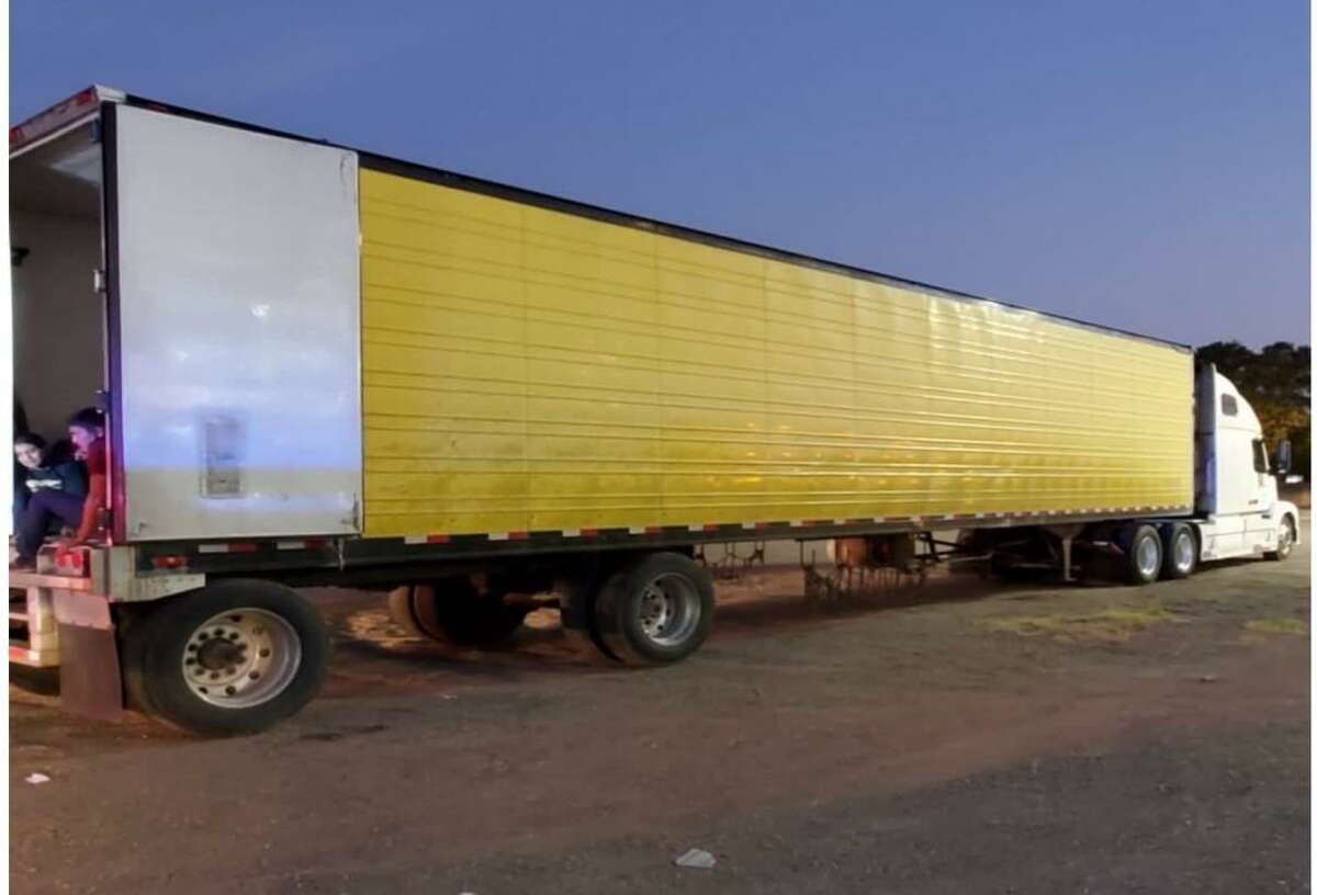 This 18-wheeler was found loaded with 63 immigrants. The tractor-trailer was located behind Burlington Coat Factory on San Bernardo Avenue.