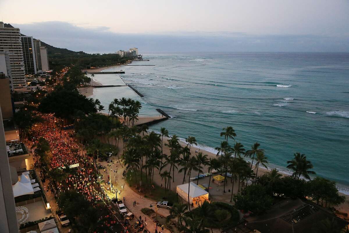 Overview shot of the starting line during the Hapalua 2017 -- Hawaii's Half Marathon on April 9, 2017, in Honolulu.