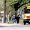 A bus drops off students outside the former South Park Middle School on the first day of BISD's second phase of reopening schools for in-person learning. Pre-kindergarten, kindergarten and 6th grades returned Monday. Photo taken Monday, September 28, 2020 Kim Brent/The Enterprise