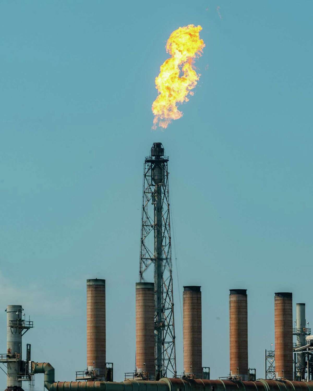 Over the weekend, flaring was a problem at some of the area plants like this one at Chevron Phillips in Port Arthur. Photo made on October 12, 2020. Fran Ruchalski/The Enterprise