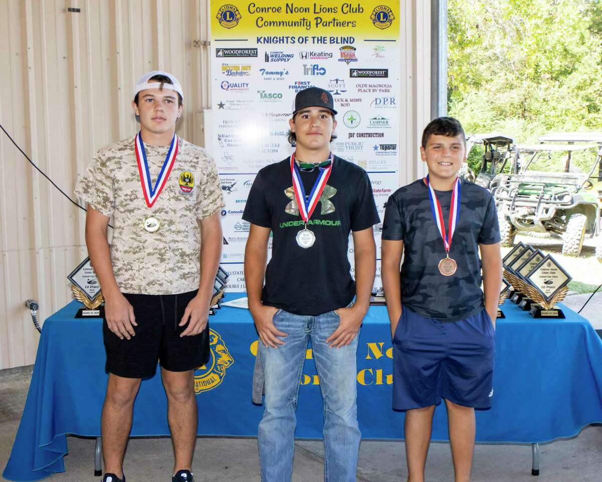 Fun for All - There was a youth division at the Conroe Noon Lions Club Clay Shoot and the 15 & younger - youth division showed off their competition skills. Winners (l-r) 1st place Hudson Bardwell, 2nd place Colton McMichael, 3rd place Hunter Morton