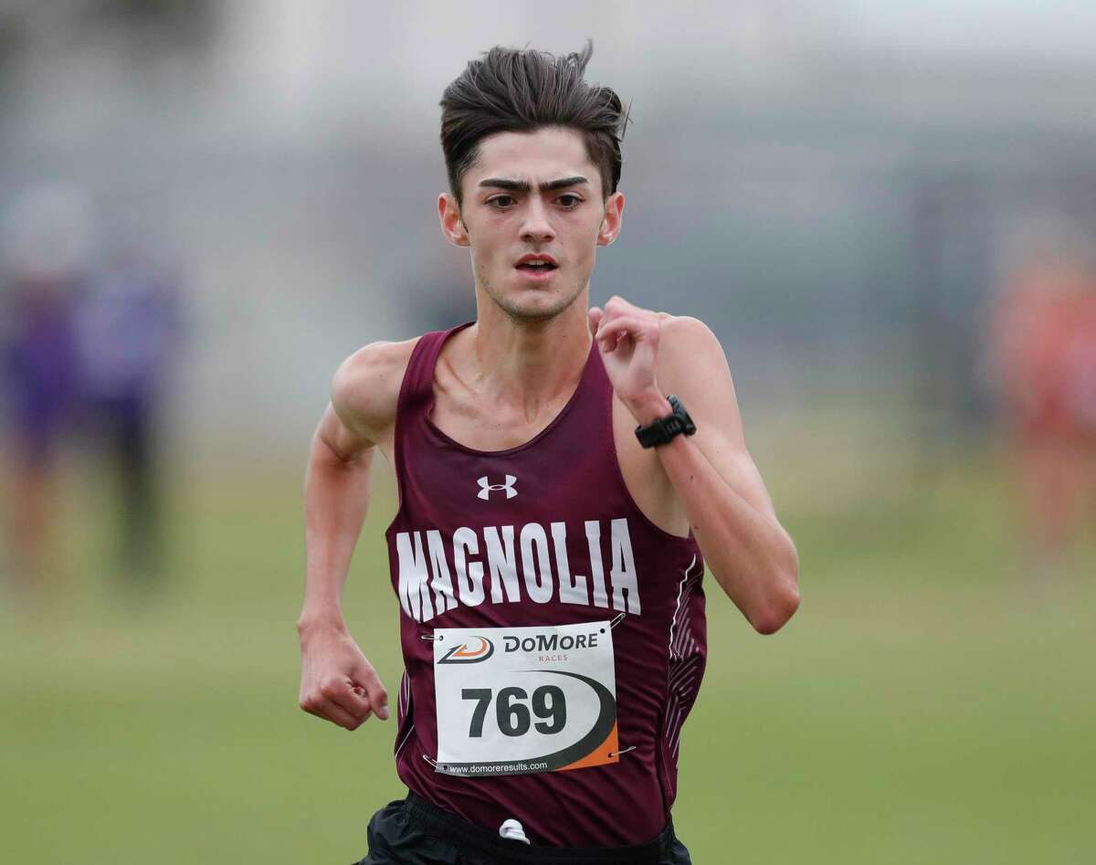 Dylan Sequeira of Magnolia finished first overall in the Run the Dog Pound Invitational cross country meet, Saturday, Oct. 17, 2020, in Magnolia.