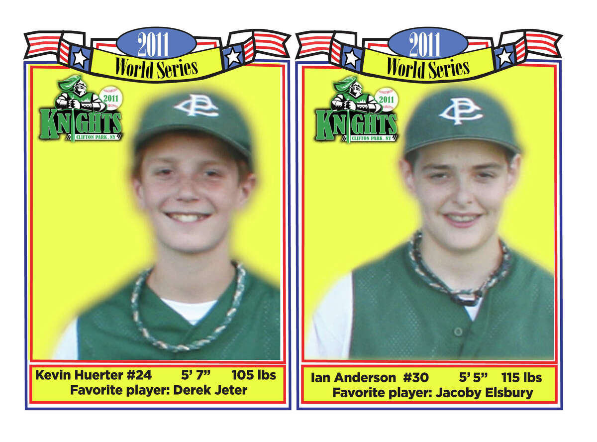 Kevin Huerter, left, and Ian Anderson went to the Cal Ripken World Series in 2011 and these baseball cards were featured in the Times Union and on the Youth Sports blog. (Joyce Bassett / Times Union)