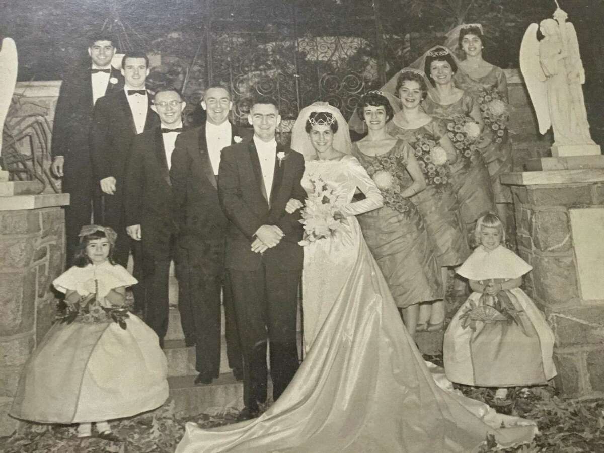 Former Bridgeport Mayor Mary Moran and husband Stephen Moran will celebrate 60 years of marriage on Friday, Oct. 23. Mary served as Bridgeport's first elected female mayor from 1989-1991 and Stephen is a U.S. Navy veteran who is currently retired from Airborne Express after 15 years. The Morans relocated to Trumbull in 1995, and Mary then served for 10 years on the Trumbull Police Commission and five years as Trumbull's tax collector. They have three children and four grandchildren. A family dinner celebrating the occasion took place at a local restaurant. Pictured with the bride and groom are best man Charles Moran, Stephen's brother, and maid of honor Stella Chapar, Mary's sister-in-law.