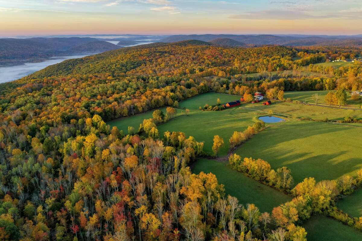 An aerial view of fall foliage in Kent on Oct. 15, 2020.