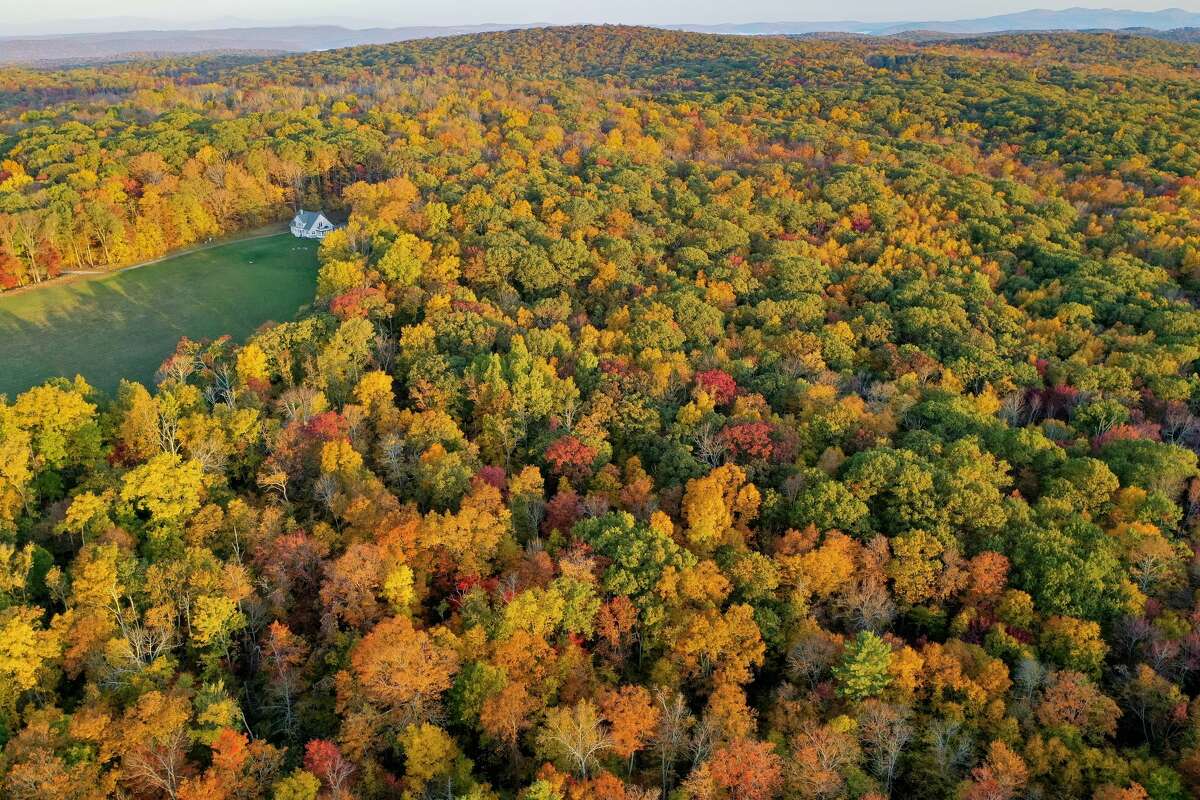 An aerial view of fall foliage in Kent on Oct. 15, 2020.