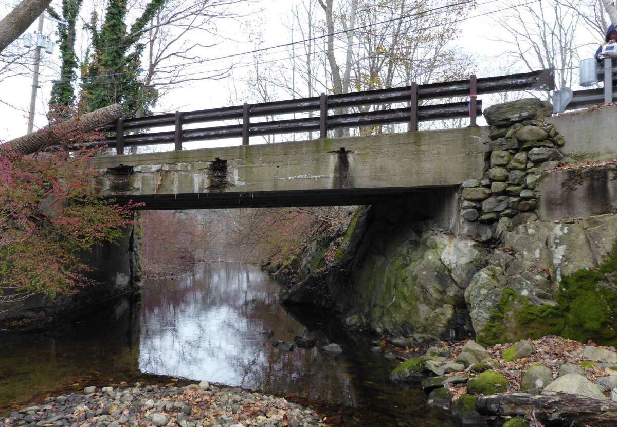 The west fascia of the Lovers Lane bridge over the Comstock Brook in Wilton.