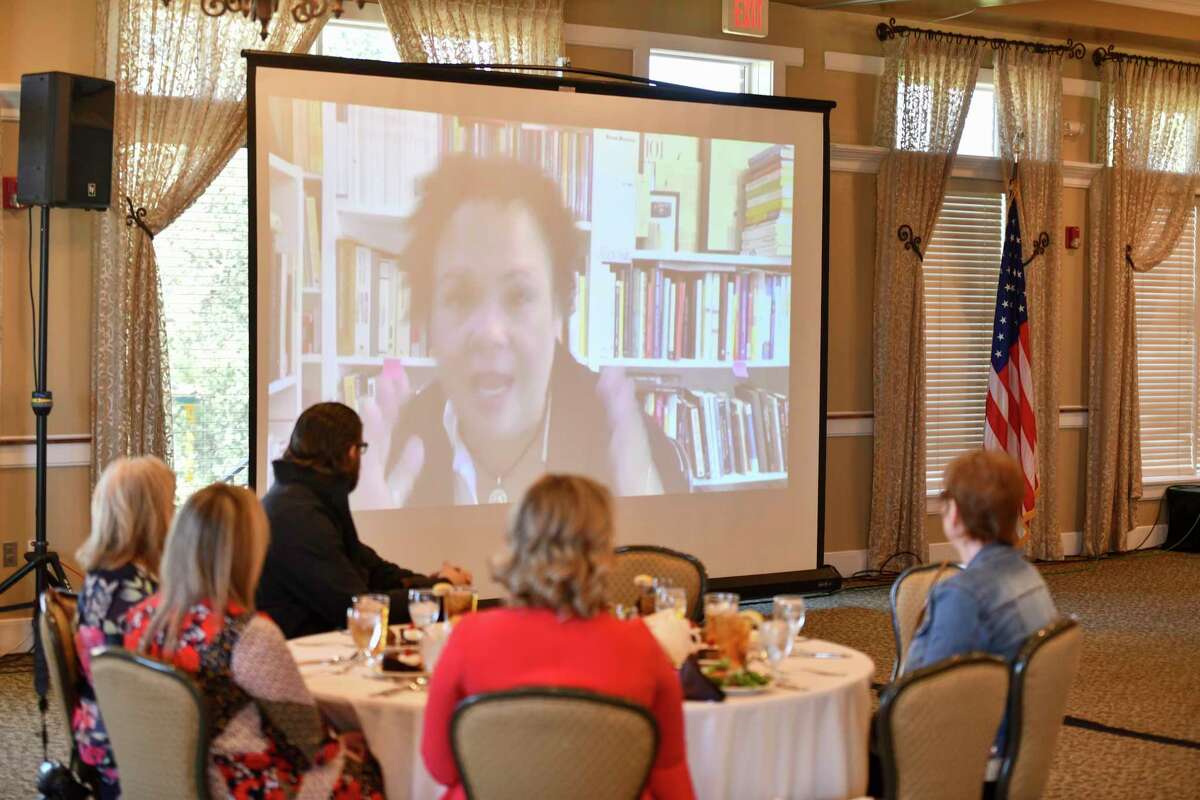 Julie Lythcott-Haims talks to representatives from Midland ISD, University of Texas Permian Basin, Bynum School, Midland Classical Academy, Trinity and Hillcrest School about the dangers of helicopter parenting Friday, Oct. 16, 2020 at Midland Country Club. Jacy Lewis/Reporter-Telegram