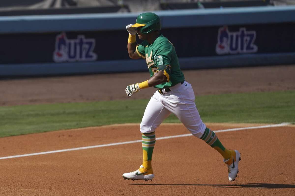 Khris Davis hit a career-worst .200 with two home runs while playing in only 30 of the pandemic-shortened 60 regular-season games for the A’s.
