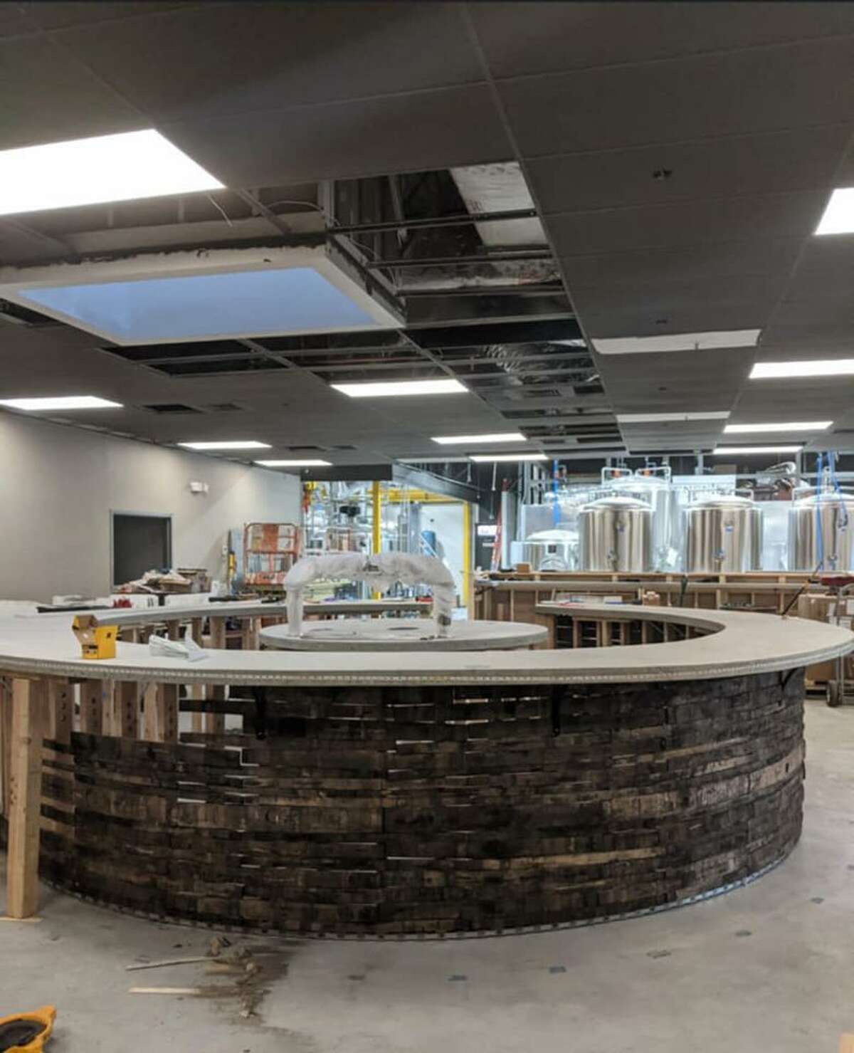 The interior of Concentric Brewing Co. brewpub under construction in Portland.
